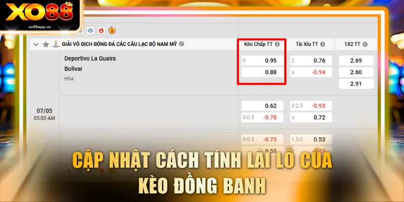 Cập nhật cách tính lãi lỗ của kèo đồng banh